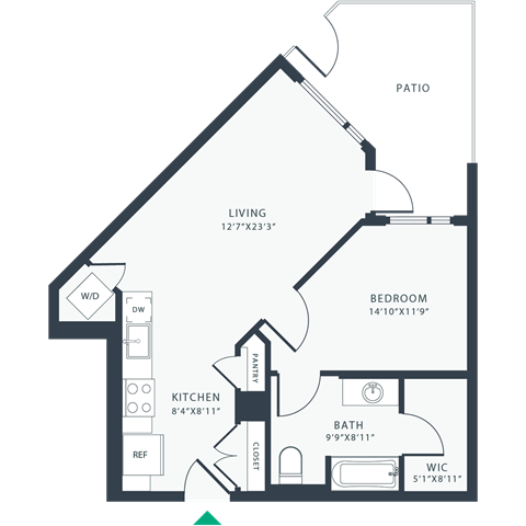a floor plan of a house with a bedroom and a living room